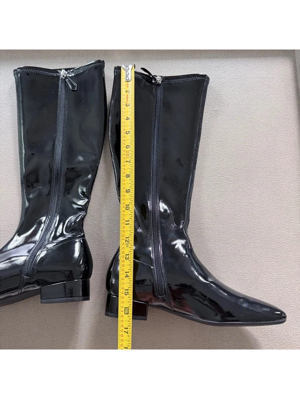 Aerosoles Black Patent Leather Knee-High Boots with Square Toe Size 8.5